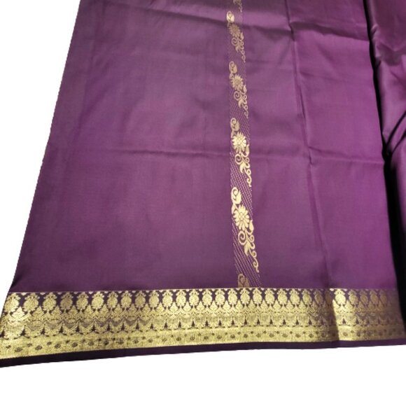 Purple and Gold Saree - Unstitched- NEW ! - Picture 9 of 10